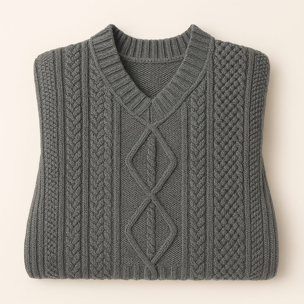 CHOMPA ANDINA GRIS DE CUELLO REDONDO – MODELO SUMAQ